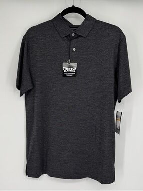 PGA TOUR AirFlux Polo Caviar Heather Gray Small Stretch Golf NWT